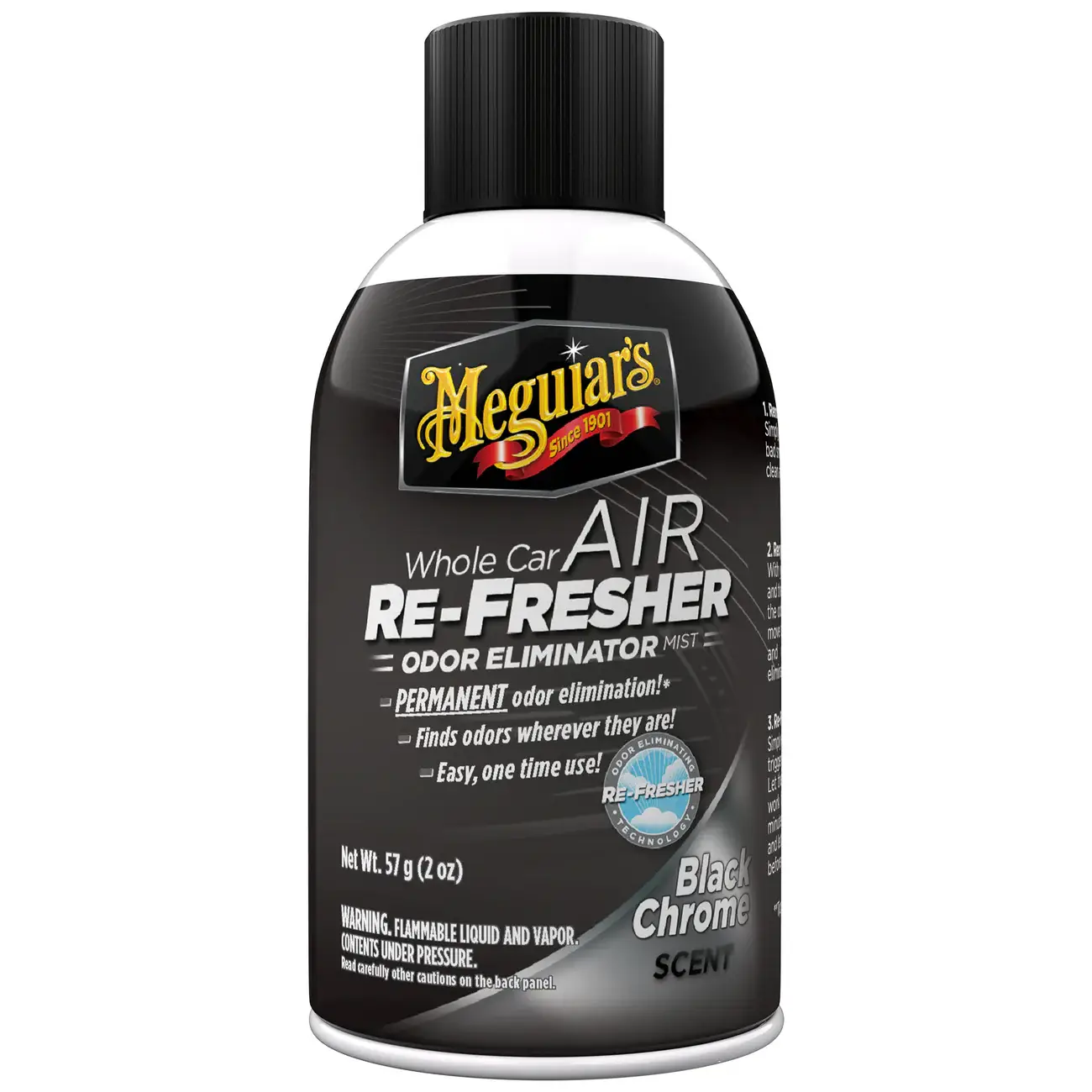 G181302_AirRefreshBlkChrm_Fr.jpg Meguiar’s Whole Car Air Refresher – Aroma Cromo Negro - Image 1